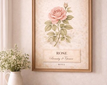 Vintage Rose Botanical Print Antique Floral Wall Art Cottagecore Printable Instant Download Love