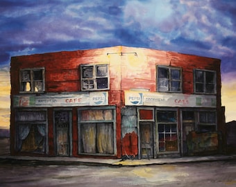 Artist-Signed Print of "Brodhead Cafe" by Watercolorist/Fine Artist: Mark McFerron