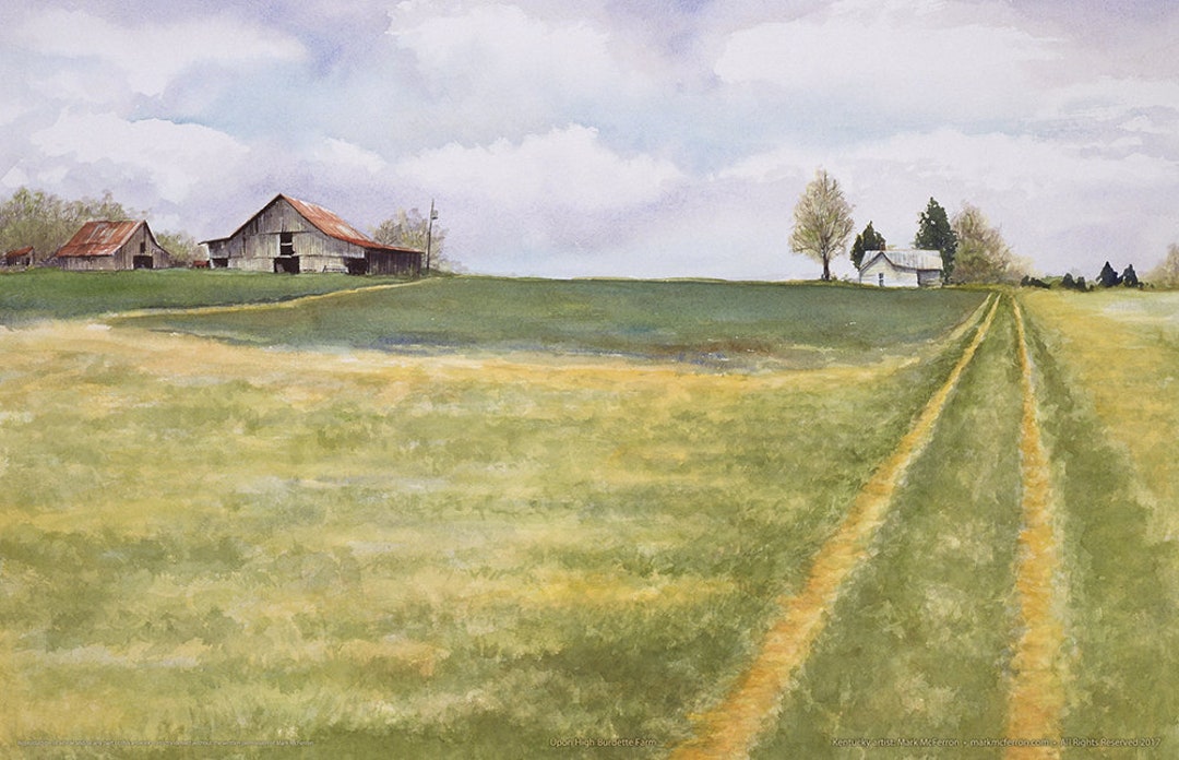 Artistsigned Print of burdette Farm rockcastle County by Watercolorist