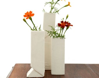 Cityscape Bud Vases- Set of 3 Individual Vases