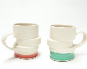 Tall stacked mug- handmade contemporary porcelain