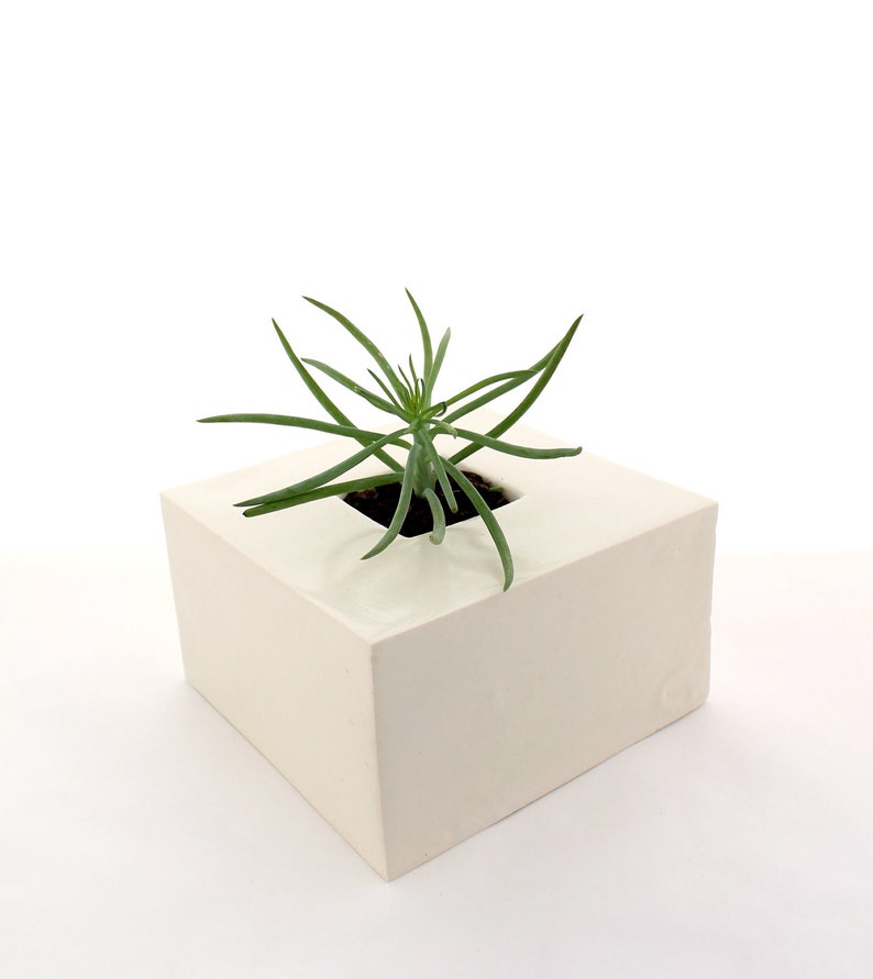 white cube planter