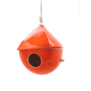 Porcelain Birdhouse Dark Orange image 2