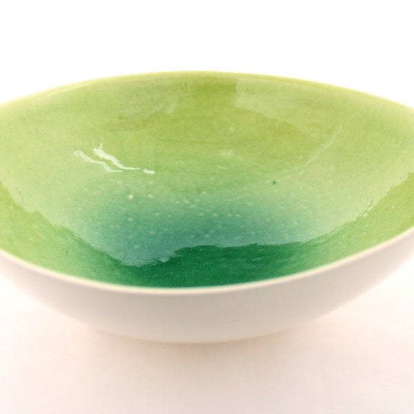 Large Footed Bowl in Bright Ombre Green