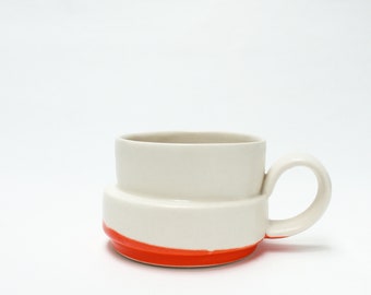 Short stacked mug- handmade contemporary porcelain