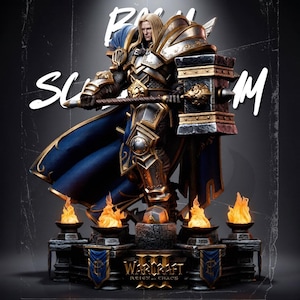 Arthas Menethil Warcraft STL-fil för 3D-utskrift – Legendarisk Paladinstaty i skala 1:6 – Digital nedladdning