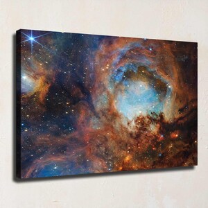 Colorful Nebula Canvas Wall Art Galaxy Space Print Cosmic Clouds Astronomy Decor Blue Orange Universe Poster Celestial Art