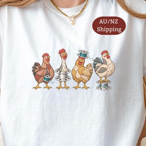 Funny Chicken Sewing Shirt for Women, Quilter Gift, Patchwork Hen Tee, Sewing Lover Gift, Seamstress Shirt, Crafting Mom T-shirt, AU NZ