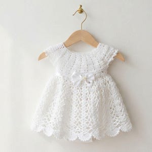 Crochet Baby Dress Pattern | Lace Skirt, Scalloped Edging (PDF Download)