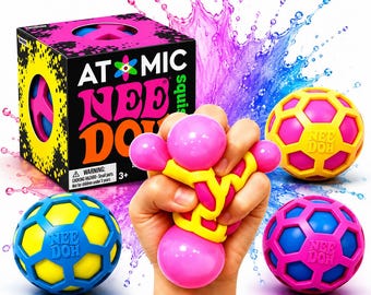 Atomic Nee Doh Stress Ball, Sensory Fidget Toy, Anxiety Relief Squishy Ball