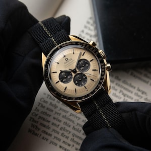 Vintage Omega Speedmaster Professional Moonwatch Pikachu Yellow Gold Chronograph 310.62.42.50.99.001