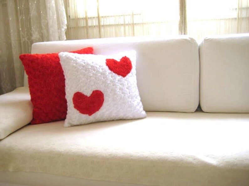 White Pillow Cover With Red Hearts on It 18x18 Gift Etsy
