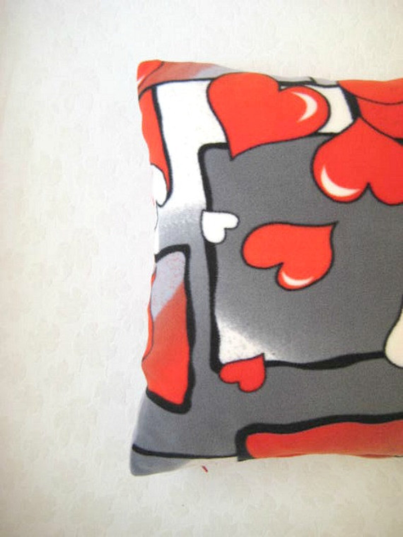 Gray Pillow Cover Gray and Red Fleece Fabric Pillow Cover Etsy