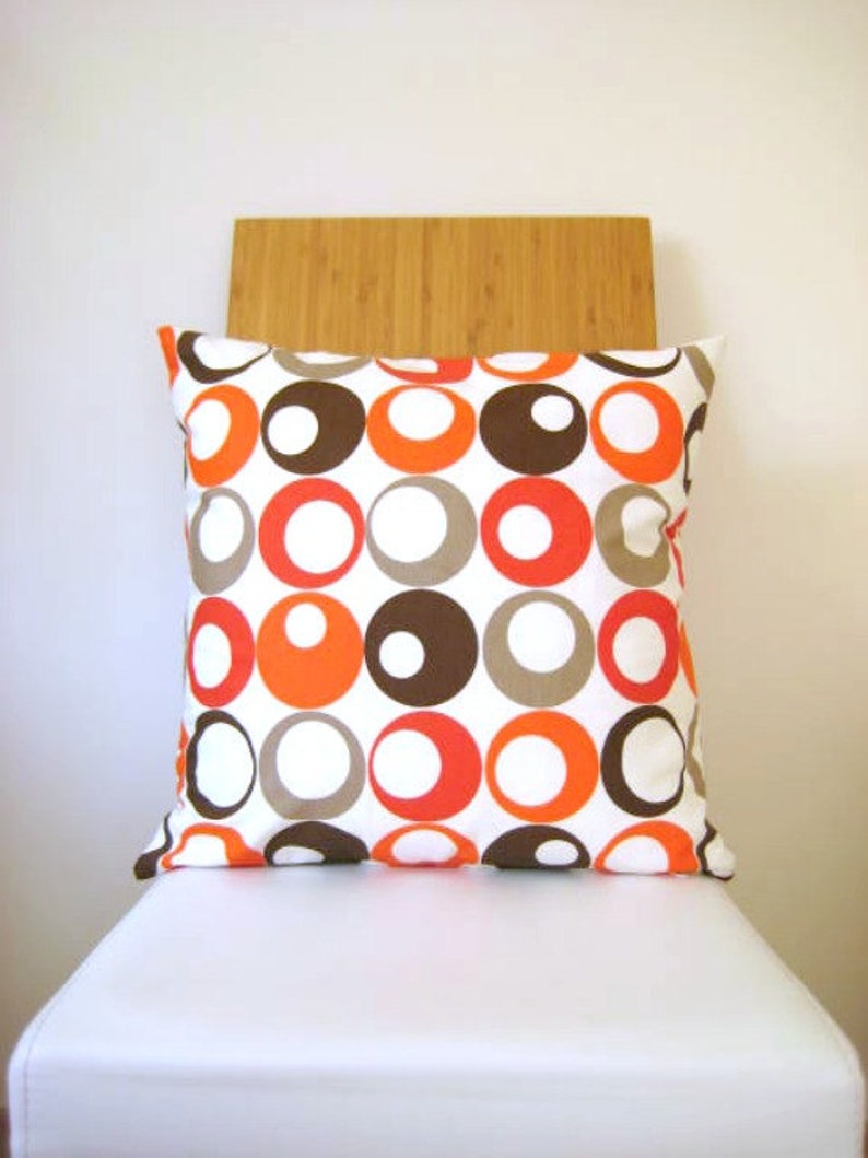 Orange Pillow Cover White Fabric With Orange Brown Beige Etsy