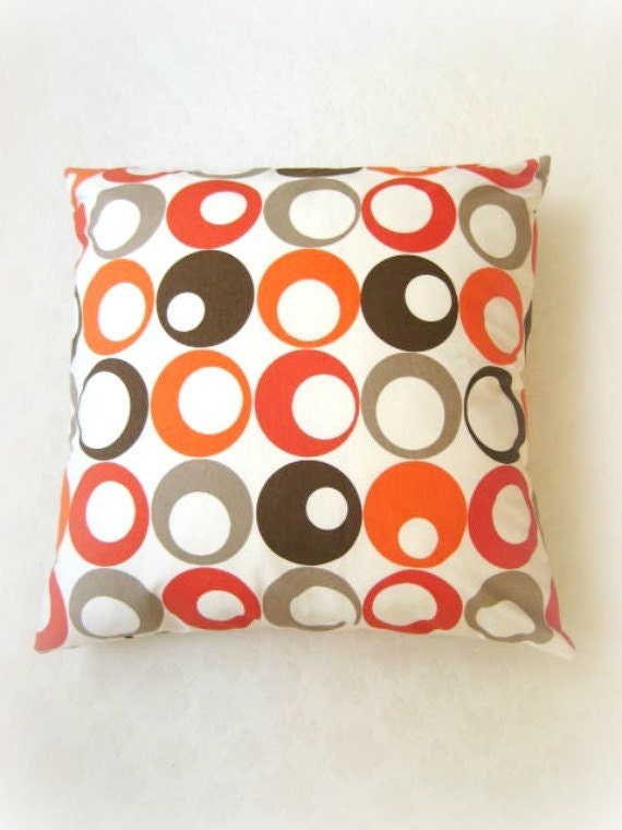 Orange Pillow Cover White Fabric With Orange Brown Beige Etsy