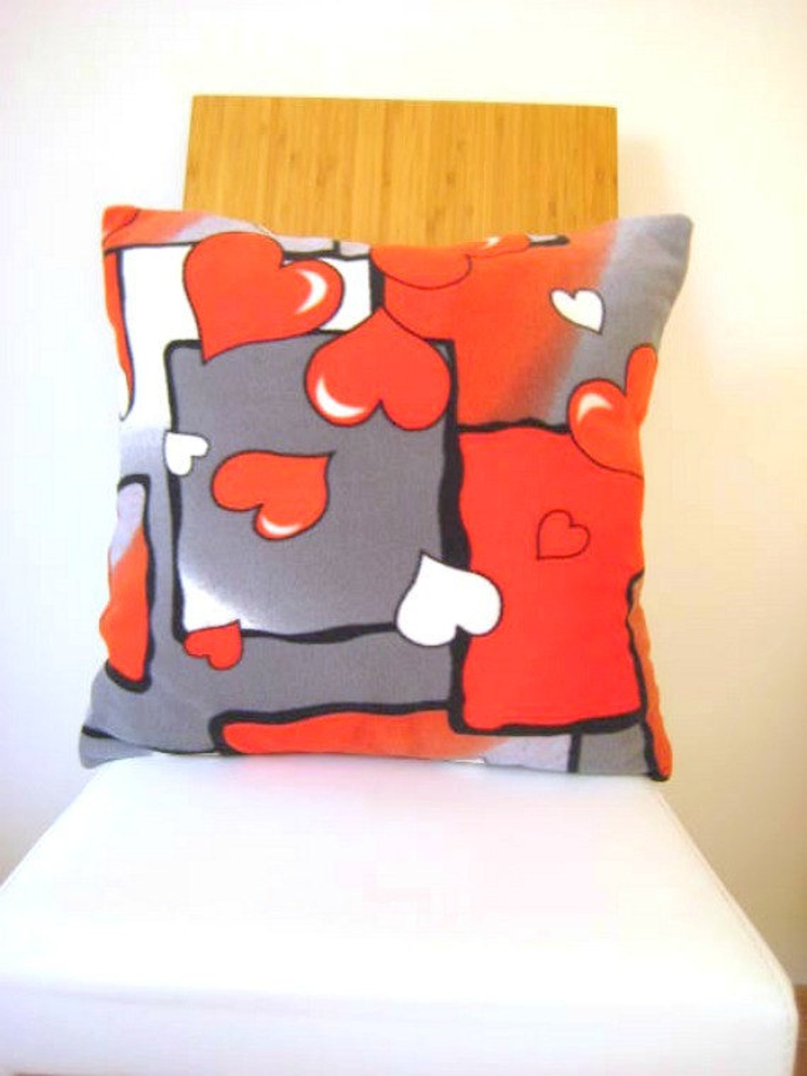 Gray Pillow Cover Gray and Red Fleece Fabric Pillow Cover Etsy
