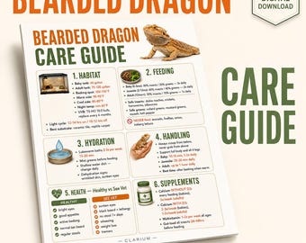 Guía imprimible para el cuidado del dragón barbudo / Hoja de cuidados para reptiles en PDF / Formatos A4 y Carta estadounidense / Descarga instantánea / Regalo para nuevos dueños de reptiles