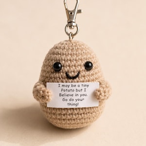 Haakpatroon voor een sleutelhanger met een positieve aardappel (PDF): een cadeau ter ondersteuning van emoties.