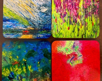 Original Oil Painting Print, Cork-Backed Coaster Sets