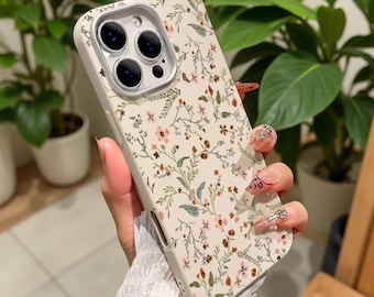 Funda para iPhone con estampado floral de lichi – Cubierta protectora de TPU suave a prueba de golpes