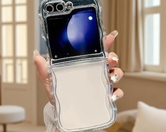 Funda transparente con borde ondulado para Samsung Galaxy Z Flip / Funda de silicona a prueba de golpes