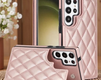 Funda tipo cartera de piel acolchada para Samsung Galaxy / Tarjetero con tapa