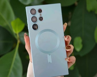 Funda de lujo con carga inalámbrica magnética para Samsung Galaxy / Cubierta de TPU suave a prueba de golpes