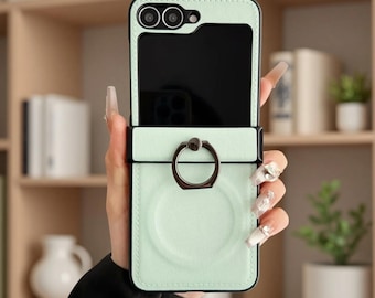 Funda tipo libro para Samsung Galaxy Z / Funda de lujo con soporte magnético de anillo y protección a prueba de golpes