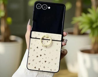Glitter Heart Star Ring Case for Samsung Galaxy Z Flip | Hinge Protection Bracket Stand