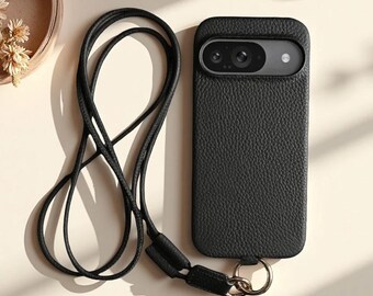 Funda bandolera de piel auténtica para Google Pixel, funda de lujo de piel de vacuno con correa.