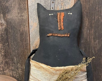 Primitive Folk Art Cat Shelf Sitter