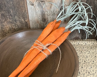 Set of 5 Primitive Carrots Bowl Basket Fillers Rustic Spring Decor