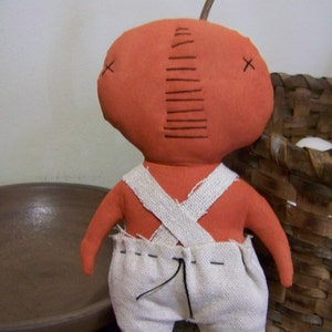 Primitive Pumpkin Man Fabric Decor/Doll/Shelf Sitter Primitive Fall Decoration image 2