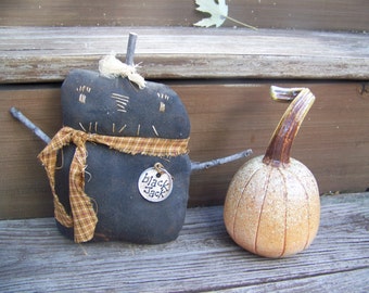 Primitive Black Jack Pumpkin Man Shelf Sitter Fall Decor