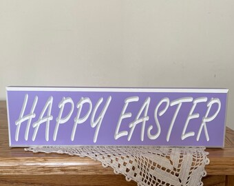 Primitive Purple Happy Easter Sign Rustic Spring Decor