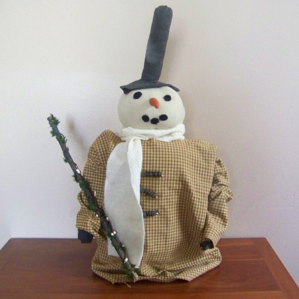 Primitive OOAK Standing Snowman Folk Art Holiday Winter Decor