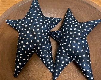 Set of 2 Primitive Stars Blue and White Star Fabric