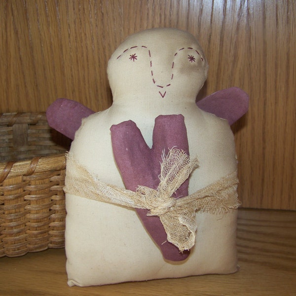 Primitive Valentine Angel Doll/Shelf Sitter/Fabric Art
