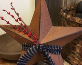 Primitive 12" Rusty Barn Star In Patriotic/Americana Colors Rustic Decor
