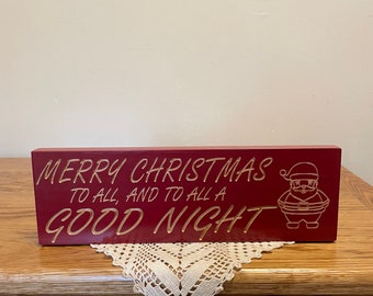 Primitive Burgundy Santa Christmas Sign Rustic Holiday Decor
