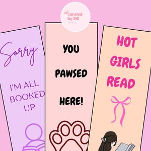 Funny Printable Bookmark Bundle | You Pawsed Here Hot Girls Read All Booked Up | BookTok Bookish Gift Instant Download PDF | Reader Gift