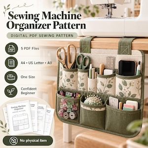 Sewing Machine Organizer PDF Pattern, Hanging Tool Caddy, Beginner Sewing Project