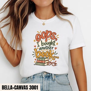 Camiseta "Ups, compré otro libro", camiseta genial para amantes de los libros, regalo con humor retro para lectores.