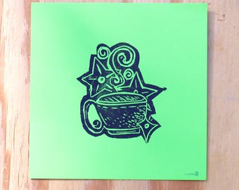Breakfast Coffee - Original Linocut Print