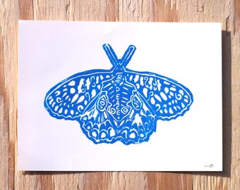 Butterfly Fruit - Original Linocut Print