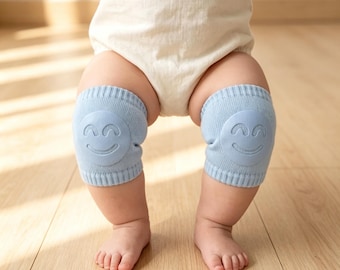 Genouillères pour bébé à quatre pattes, protège-genoux pour tout-petits, guêtres antidérapantes pour nourrissons, cadeau de naissance, genouillères en coton à motif smiley