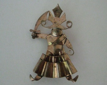 Samurai Rose Gold Brooch Pin Vintage Puffy Robotic Asian