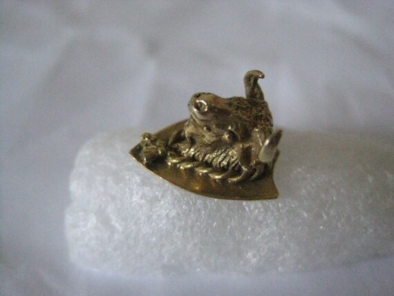 Bull 14K Yellow Gold Solid Pin Tie Tack Vintage K… - image 2