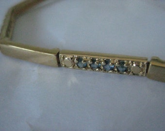 Sapphire Blue Stone Vermeil Sterling Silver Link Bracelet Vintage 925 Tennis