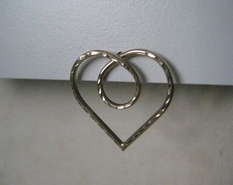 Single 14K Heart Loop Stud Yellow Gold Post Earring Vintage Karat KT Solid Pierced  (only 1 earring)